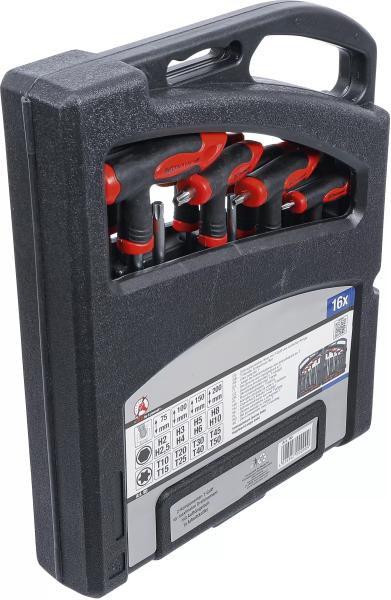 BGS Schraubendreher-Satz mit T-Griff und seitlicher Klinge Innensechskant / T-Profil (für Torx) 16-tlg. 90